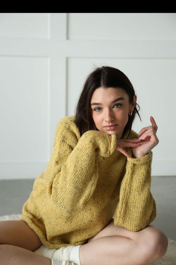 Hand Loomed Roll Neck Sweater - Golden