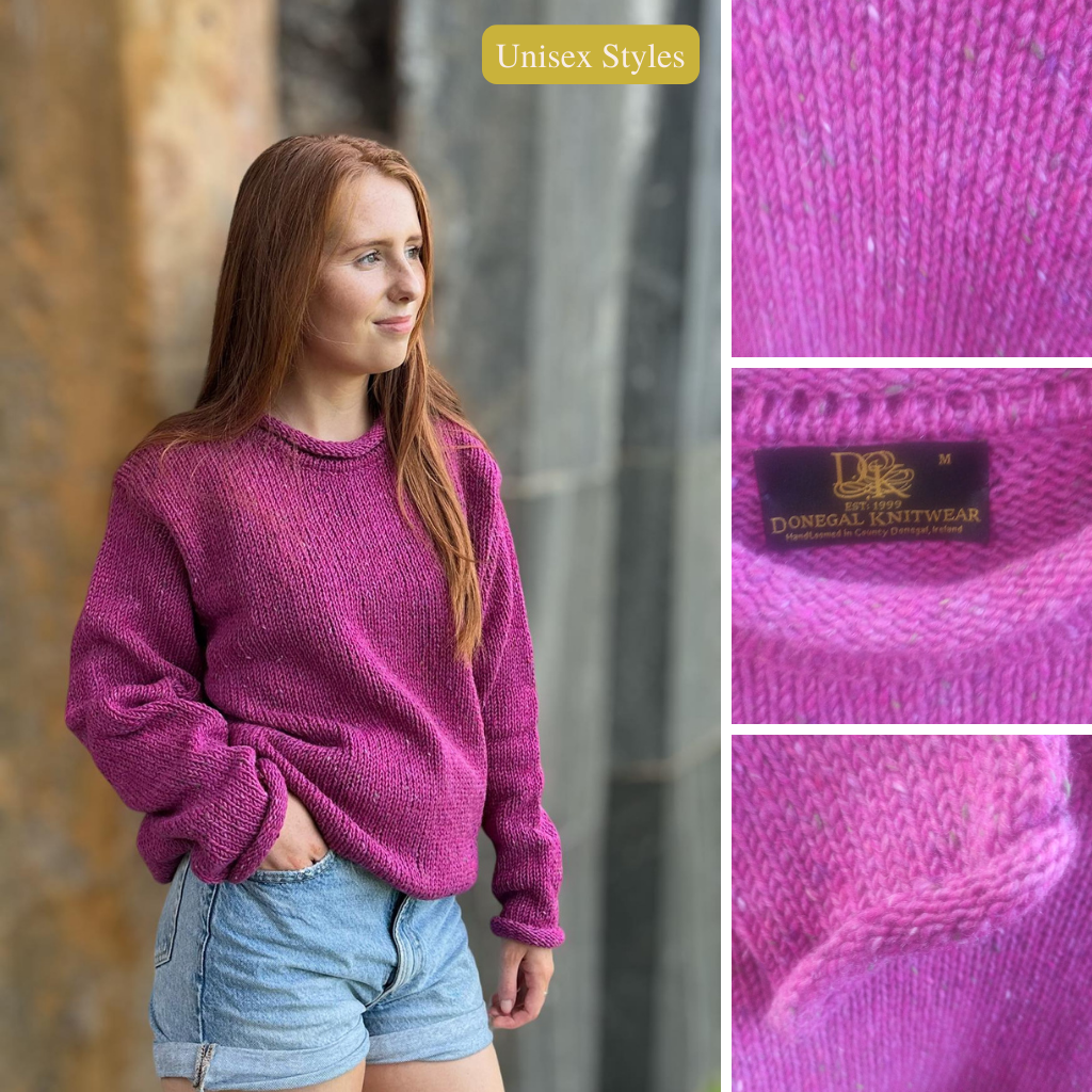 Hand Loomed Roll Neck Sweater - Magenta