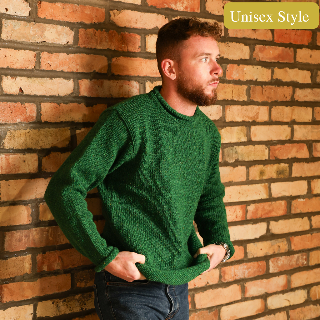 Hand Loomed Roll Neck Sweater - Emerald