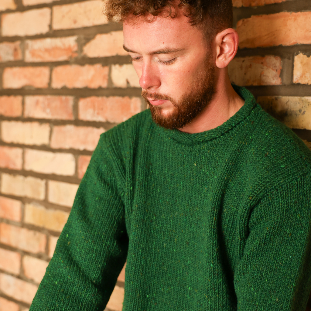 Hand Loomed Roll Neck Sweater - Emerald
